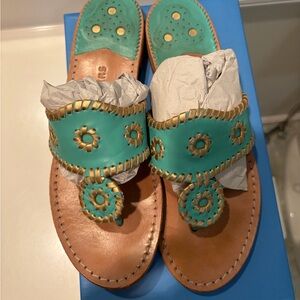 Elegant Turquoise Leather Sandals